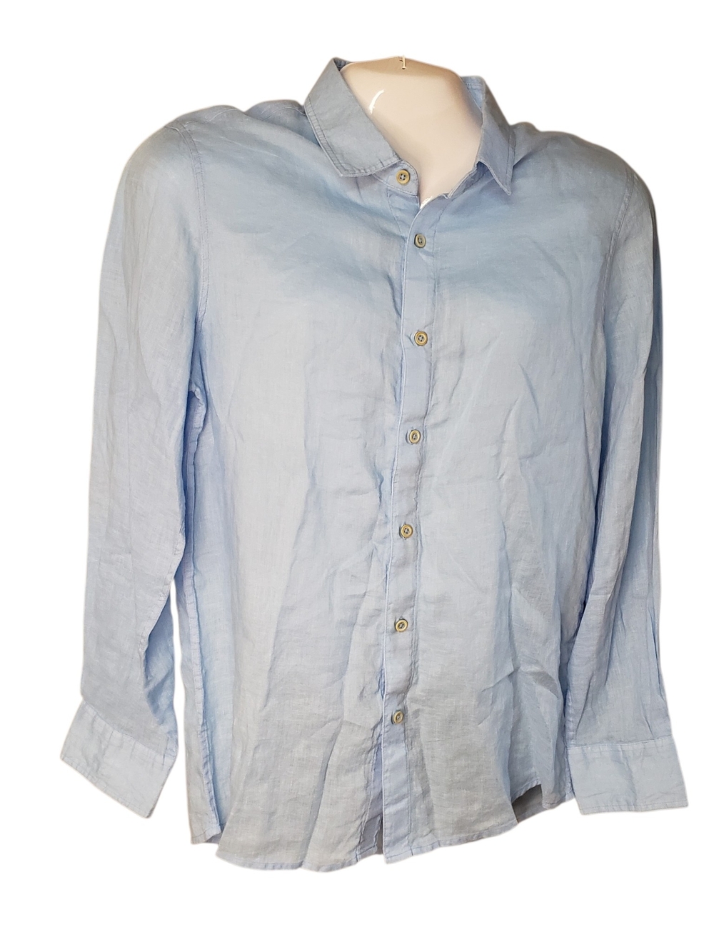 NWT PAFFI Blue Men's Pure Linen Button-Up Shirt Size M